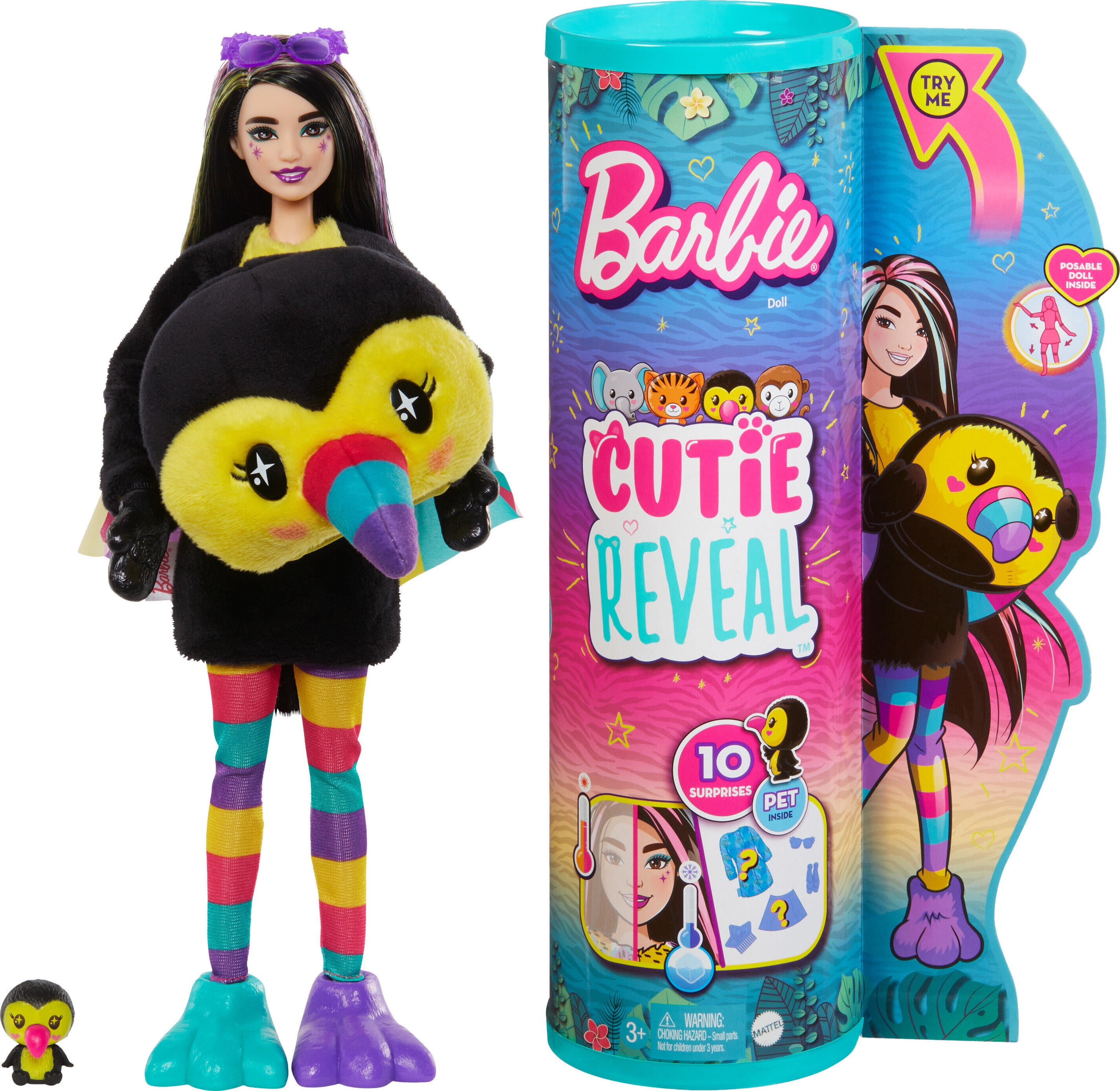 New 2022 Barbie Chelsea Cutie Reveal Jungle Series Toucan Fashion Doll with  pet color change Review 