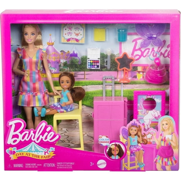 Barbie Day at the Fair Carnival Color Change Face Paint Playset, Featuring 2 Dolls Barbie  Chelsea