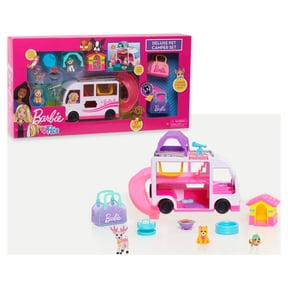 Barbie Deluxe Pet Camper Playset with Figures, 17-pieces, Kids Toys for Ages 3 Up, Gifts and Presents