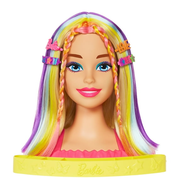 Barbie Deluxe Styling Head with Color Reveal Accessories and Blonde Neon Rainbow Hair