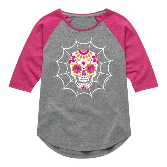 Barbie - Dia De Muertos Skull - Toddler And Youth Girls Raglan Graphic T-Shirt