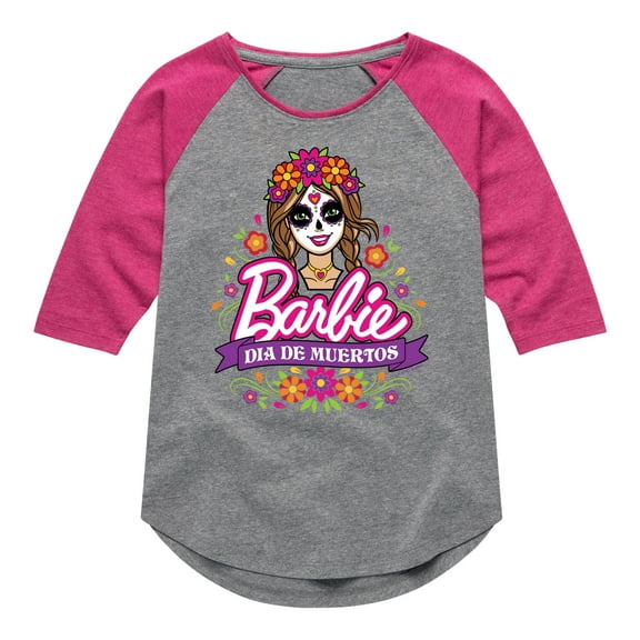 Barbie - Dia De Muertos- Toddler And Youth Girls Raglan Graphic T-Shirt