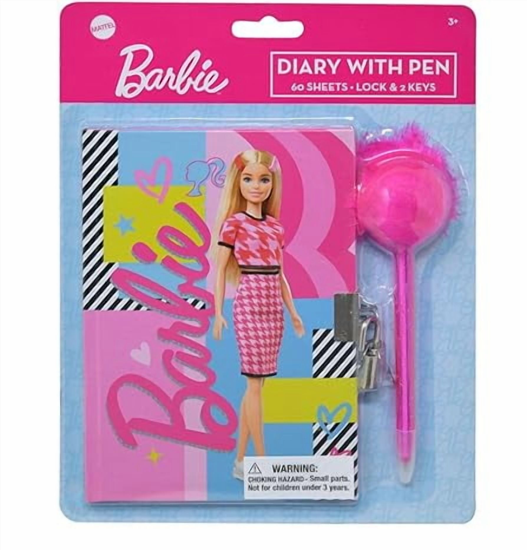 Barbie Diary Book with Lock Keys and Pom Pen