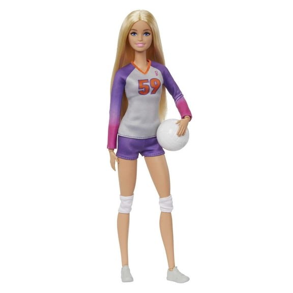 Barbie Doll & Accessories, Made to Move Career Volleyball Player Doll with Uniform and Ball, 11 in