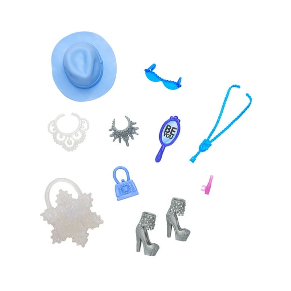 Barbie Doll Accessories with Icy Glam Theme Including Sparkly Snowflake Purse & Blue Hat