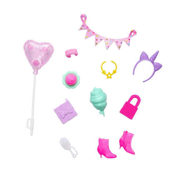 Barbie Doll Accessories with Unicorn Theme Including Styling Pieces & Party Decorations