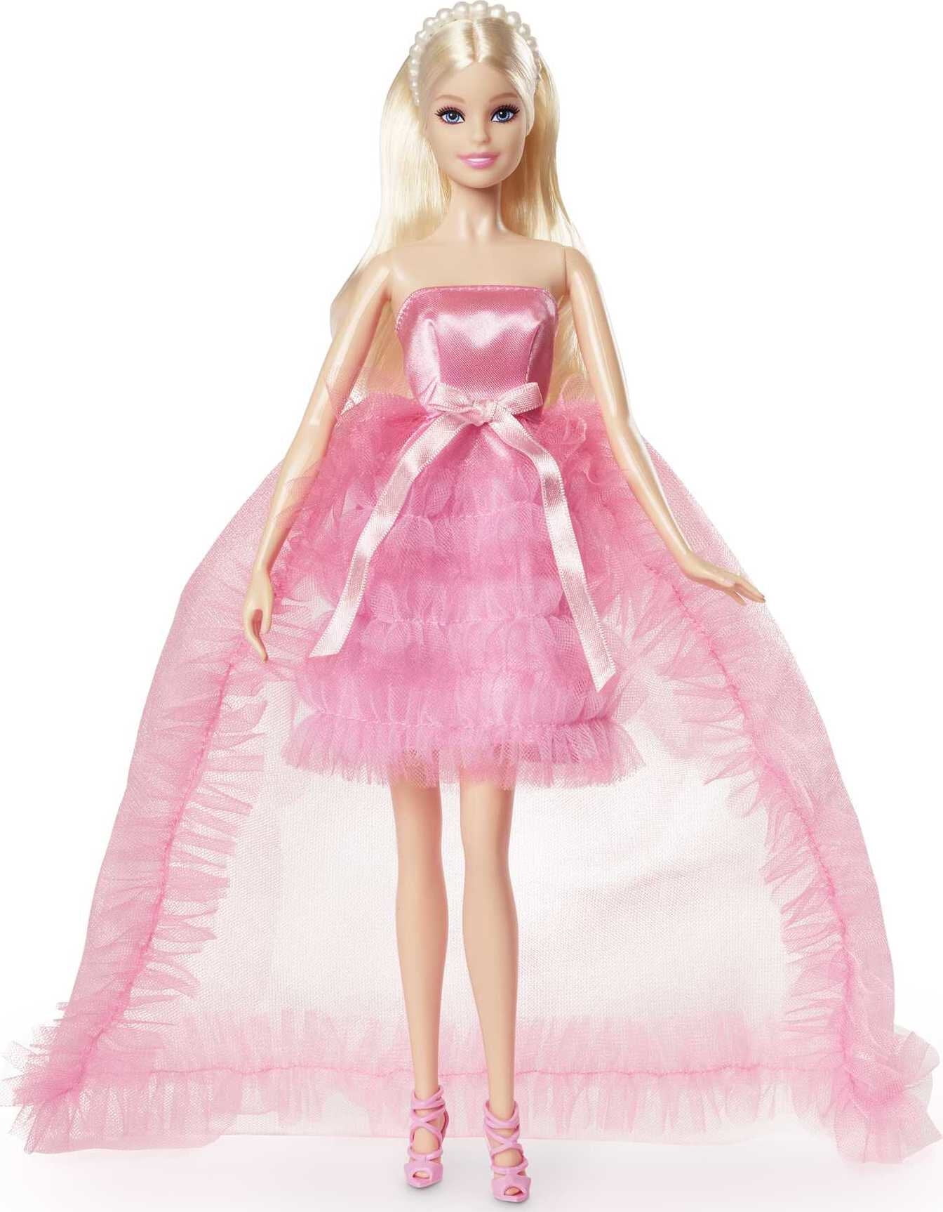 Barbie Doll, Birthday Wishes, Giftable, Blonde in Pink Dress - Walmart.com