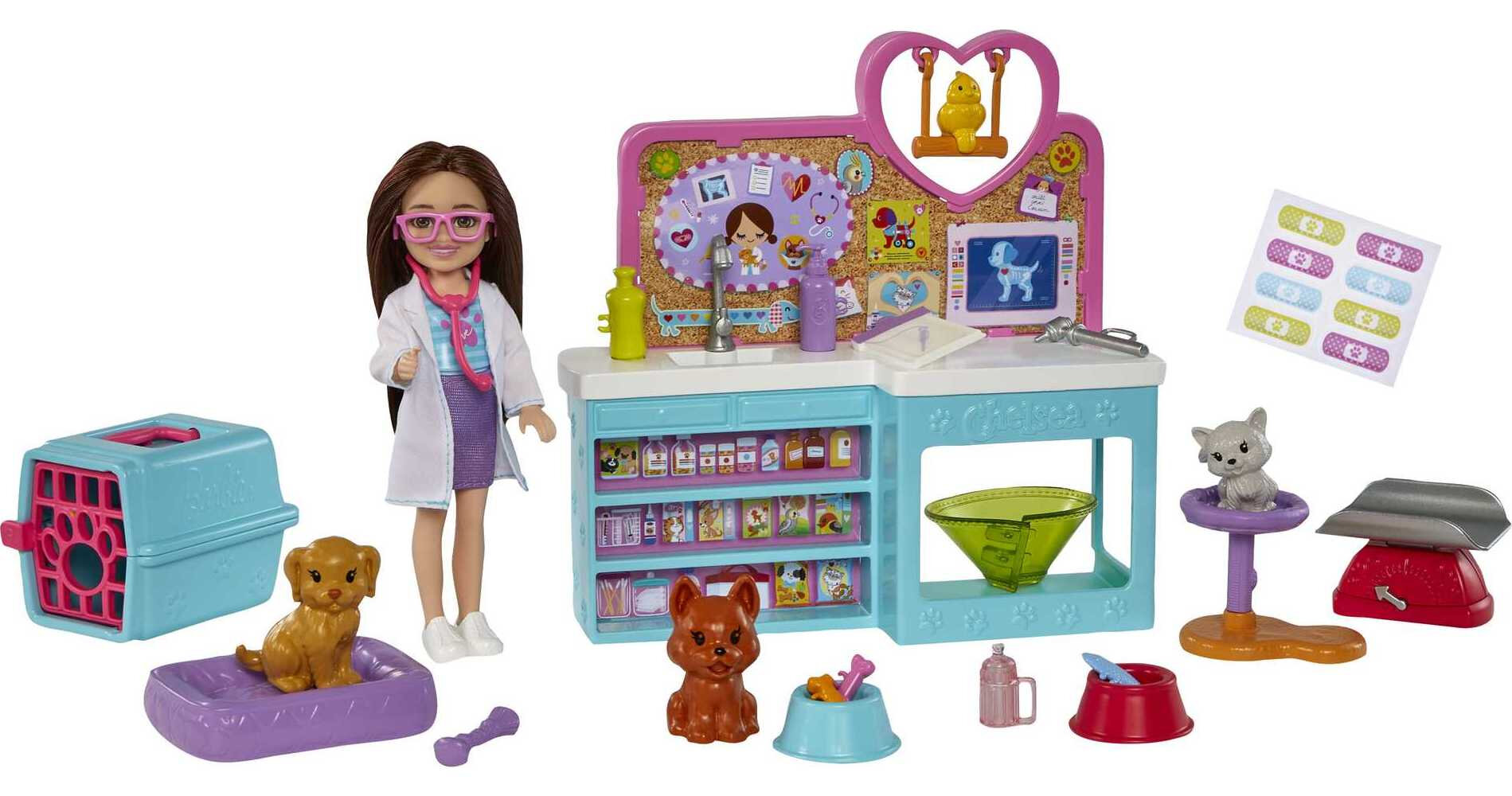 Barbie Doll Chelsea Pet Vet Playset with Doll, 4 Animals and 18 Pieces - image 1 of 7