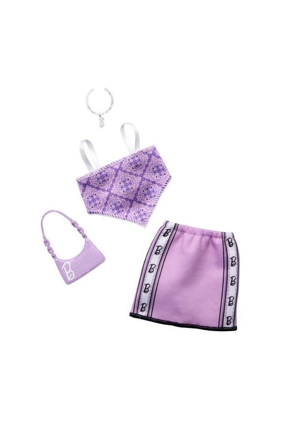 Doll Clothing, Fashion Pack with Sporty Purple Top, Skirt & Accessories (1 Outfit)