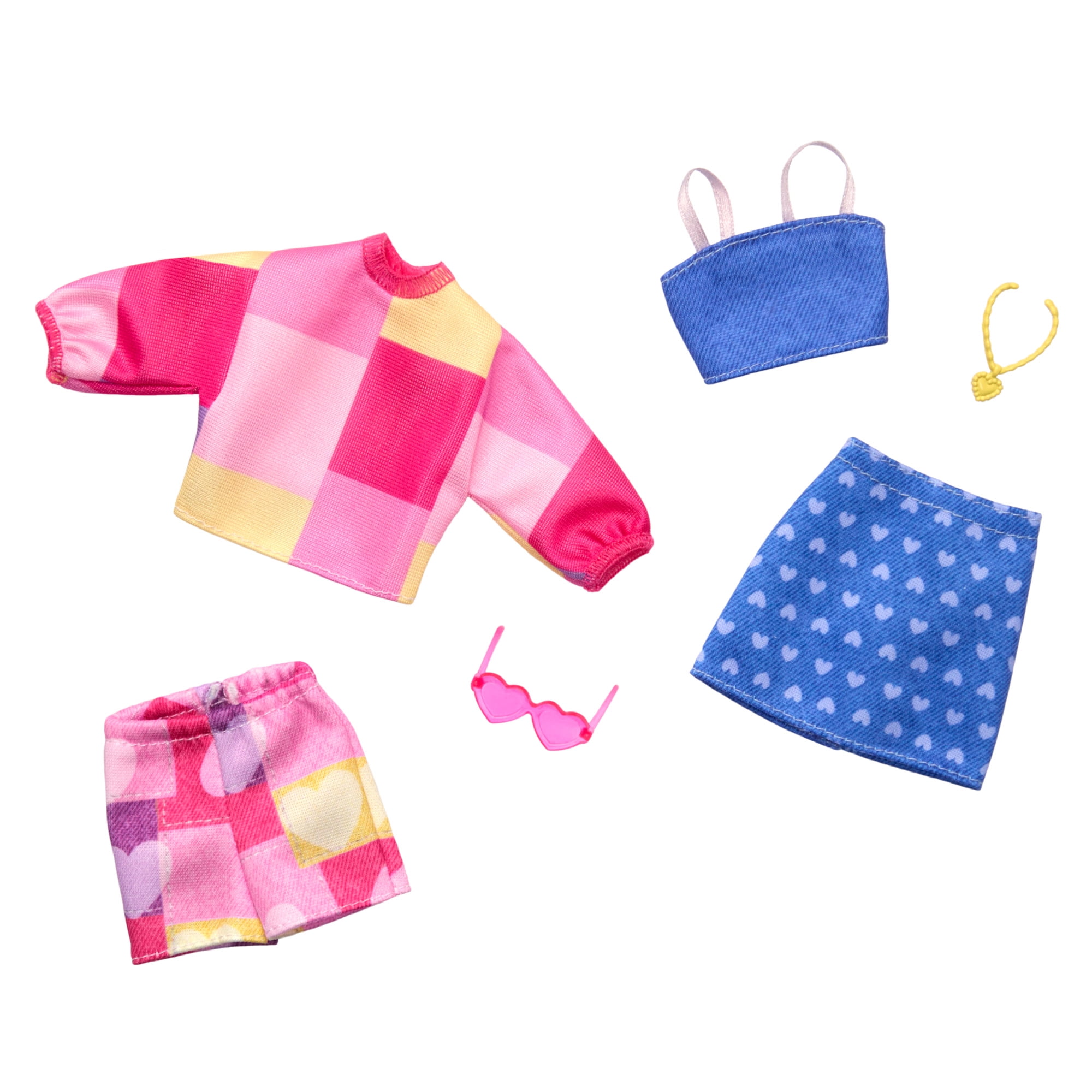 Barbie Doll Clothing 2-Pack with Pink and Blue Patterns, Includes