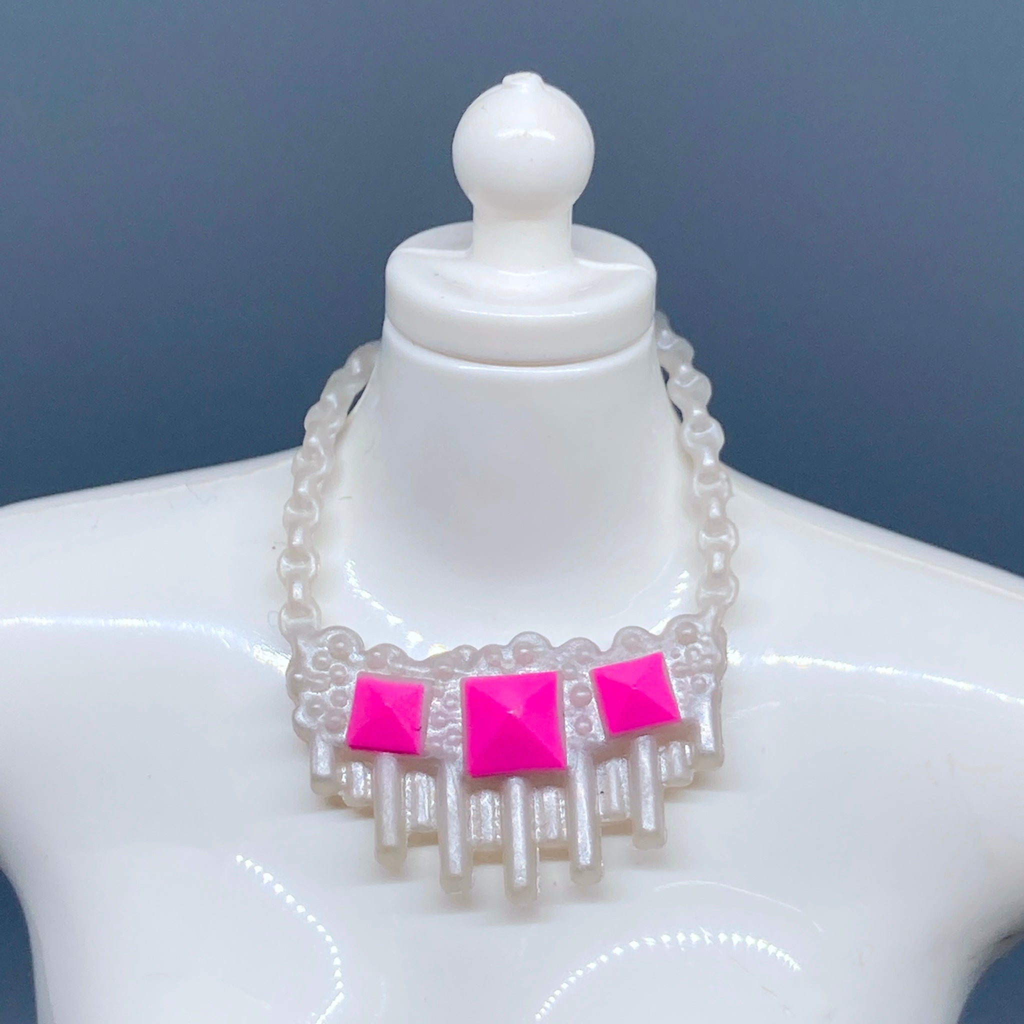 Barbie Doll Jewelry Gray Chain Pink Geometric Necklace Fashion