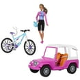 thumbnail interactive-video image 1 of Barbie Doll, Mountain Bike, Barbie Car Bundle with Pink Jeep [Walmart Exclusive], 1 of 7