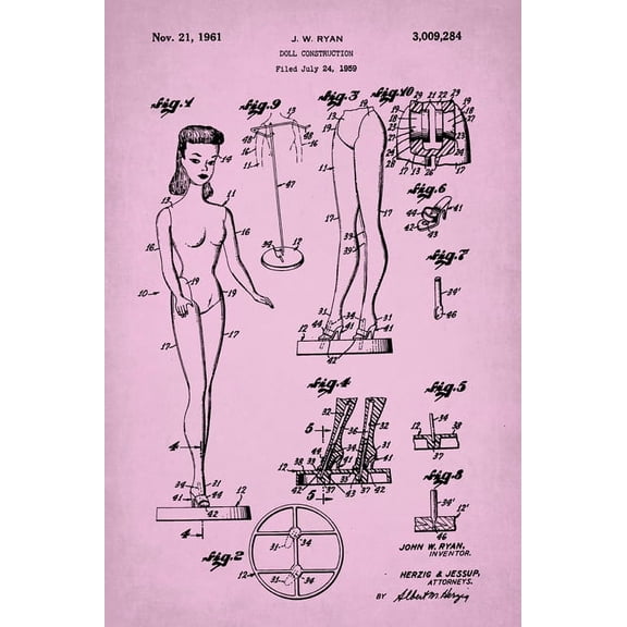 Barbie Doll Patent Art Poster Print