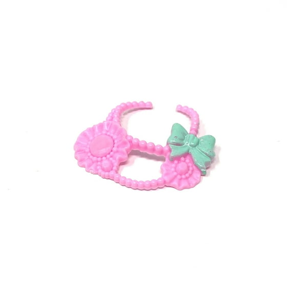 Barbie Doll Pink Flower With Teal Bow Necklace