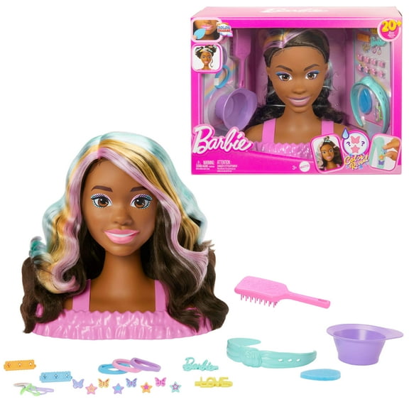 Barbie Doll Styling Head, Brown Hair with 20+ Hair Styling Accessories