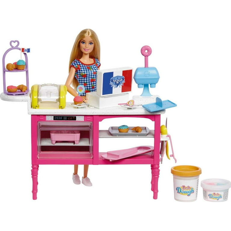 Barbie Doll and Accessories Malibu Doll and 18 Pastry Making Pieces It Takes Two Cafe Multicolor