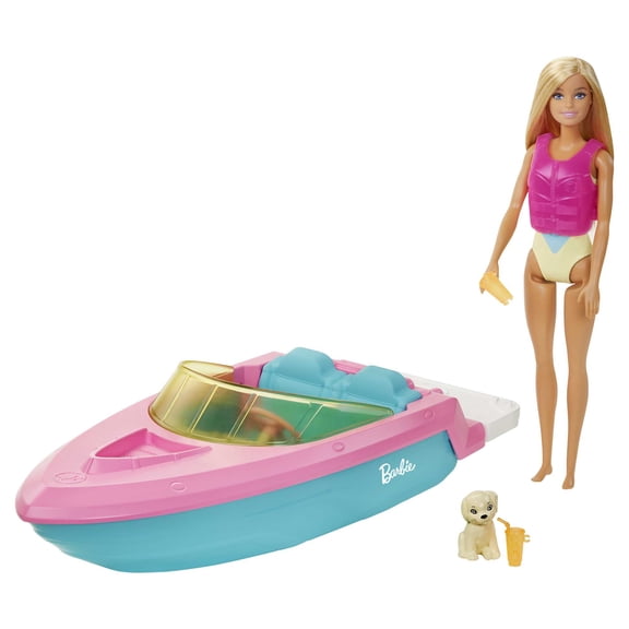 Barbie Doll and Boat Doll Playset with Puppy and Accessories