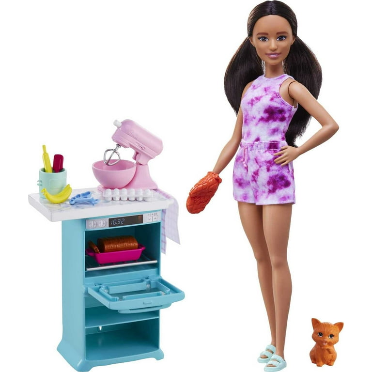 Barbie Doll and Kitchen Playset with Pet and Accessories Gift for 3 to 7 Year Olds