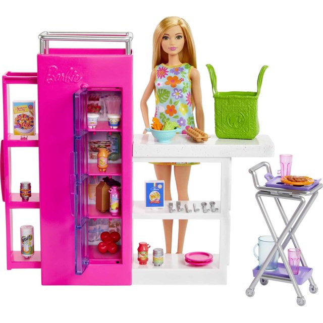 Barbie Doll and Ultimate Pantry Playset, Barbie Kitchen AddOn with 30