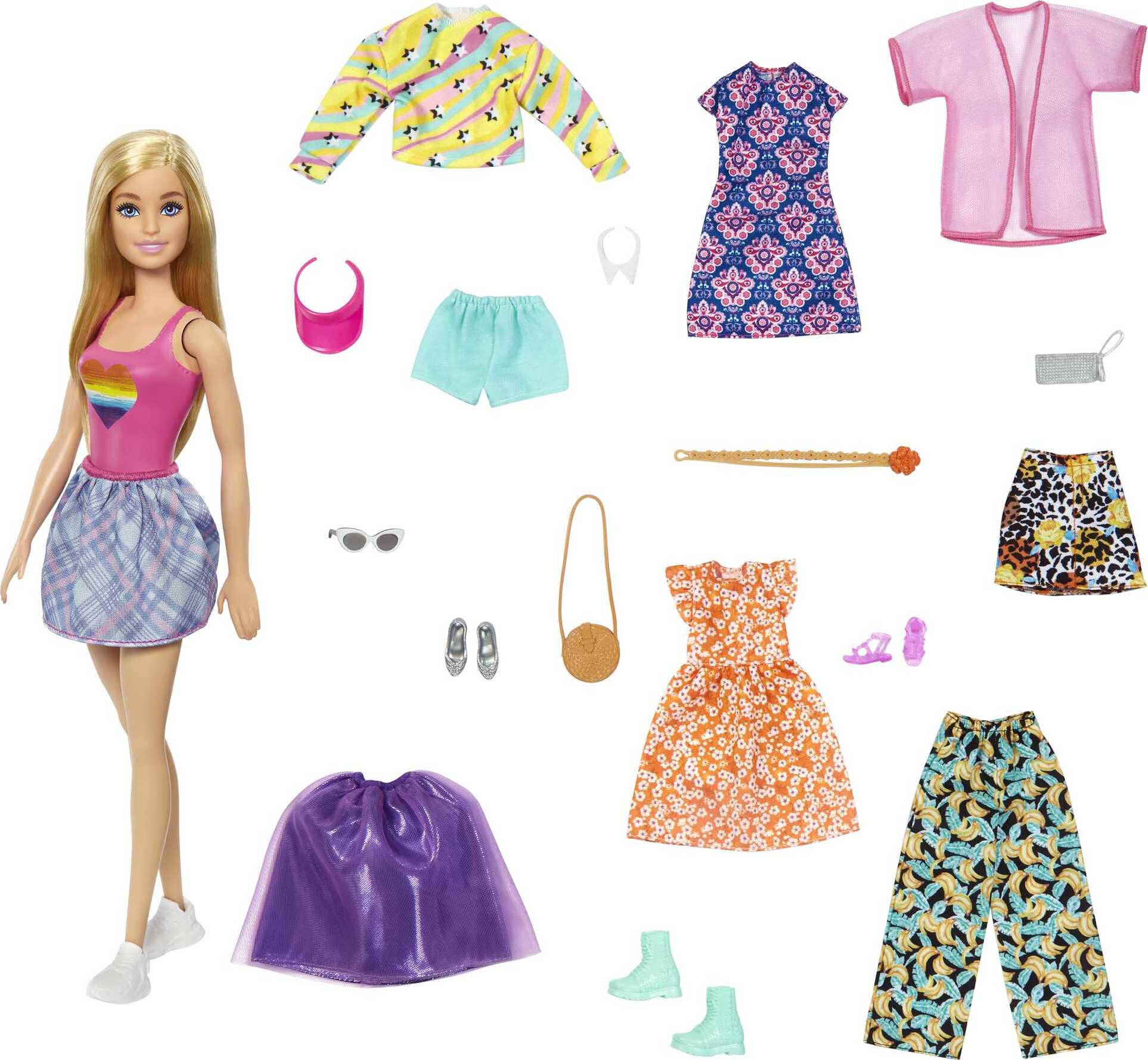 Barbie Doll with 19-Piece Fashion Pack, Clothes & Accessories for 7 Outfits, Blonde Hair - image 1 of 6