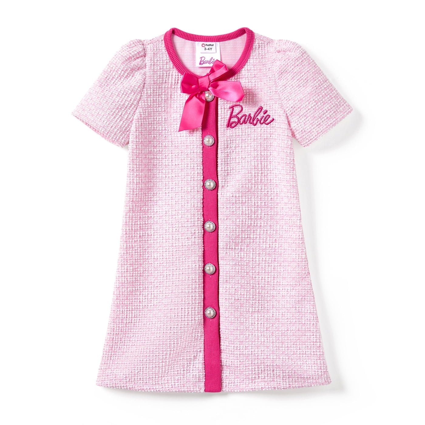 Barbie Toddler/Kid Girl 2pcs Sweet Secret Button Dress Set Light Pink