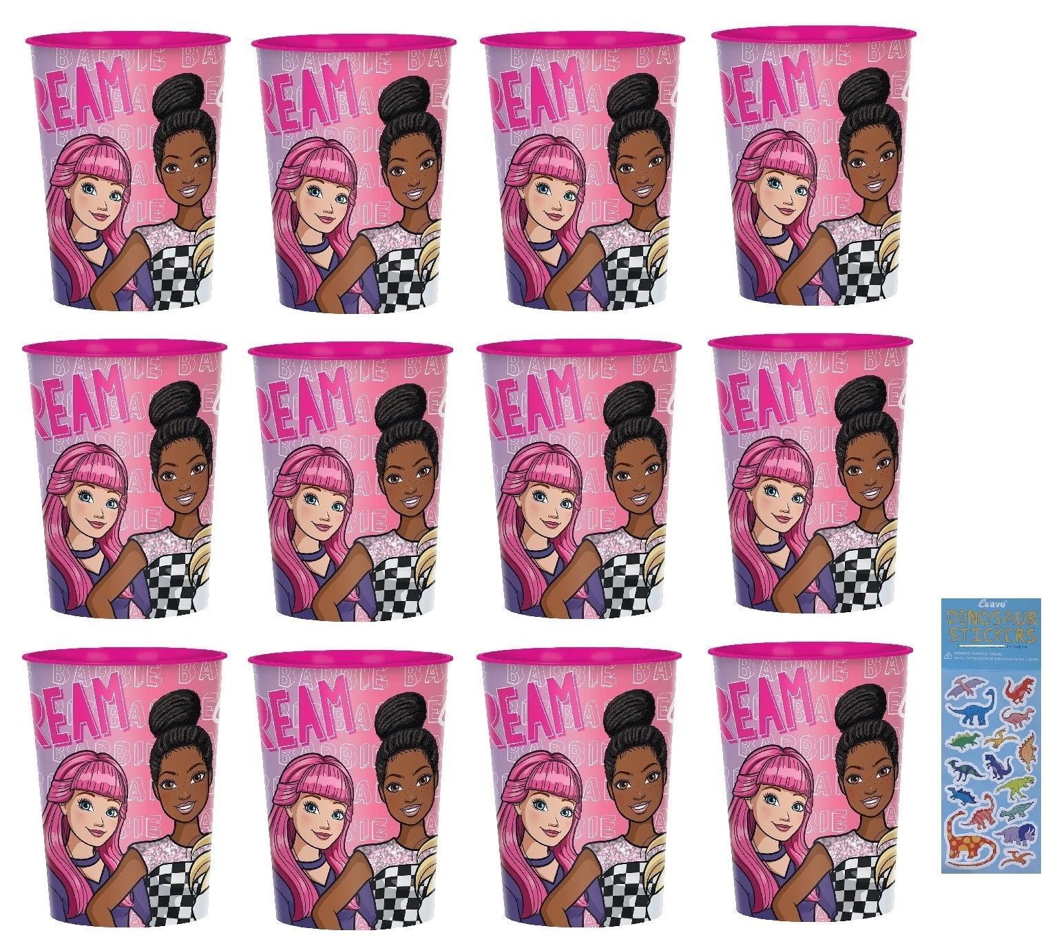Barbie Dream Birthday Party Supplies Favor Bundle Pack includes 12 Plastic Reusable Cups