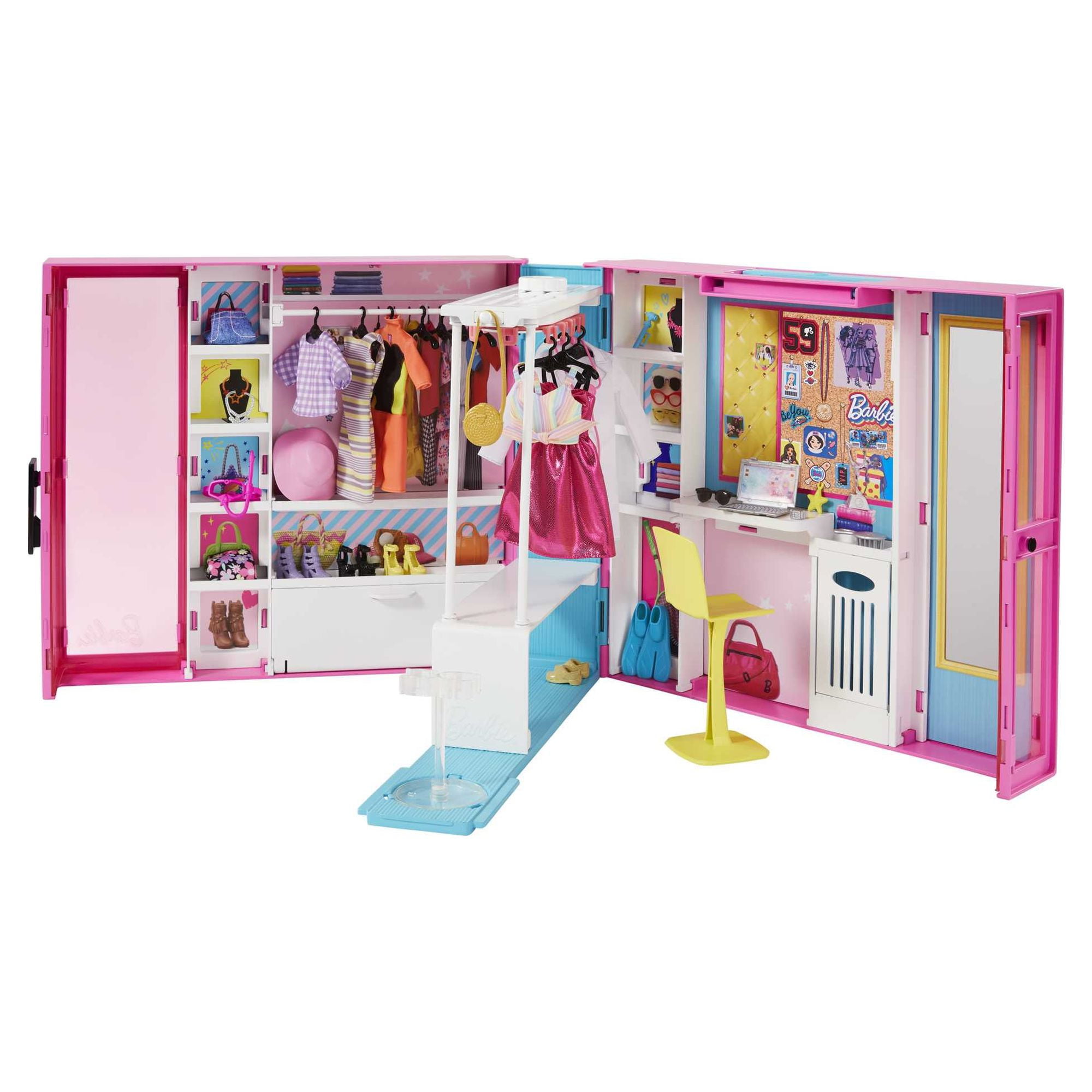 Barbie Dream Closet Playset with 30+ Clothes and Accessories, Mirror and  Desk 