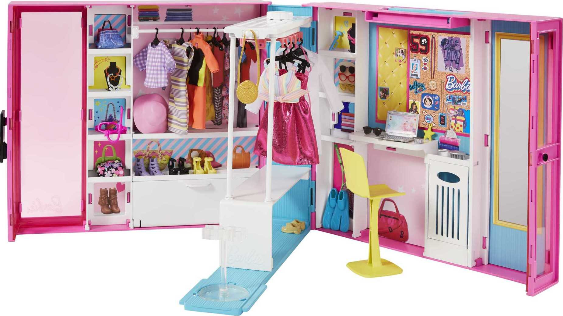 Barbie Dream Closet Playset with 30+ Clothes and Accessories, Mirror and Desk - image 1 of 7