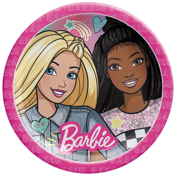 Prime Party Barbie Dream Together Large Round Paper Plates, Party Supplies 8ct, 9 inch