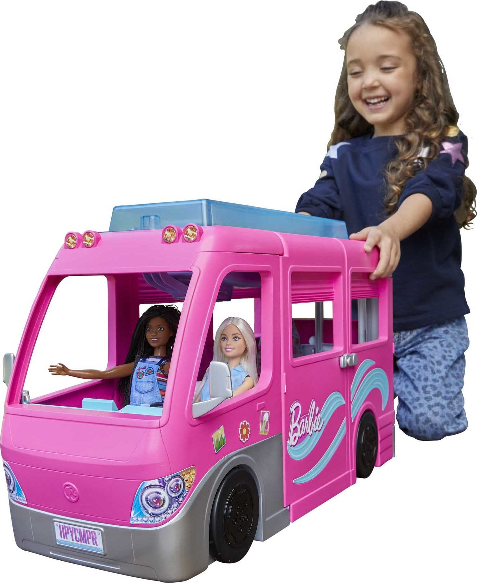 Barbie Vehicle Playset with 60 Accessories Including Pool and 30-inch -