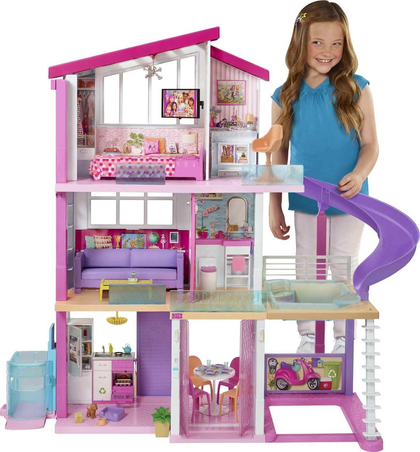 Barbie DreamHouse Dollhouse with 70+ Accessories, Working Elevator, Lights & Sounds - image 1 of 7