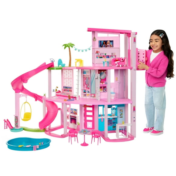Open Box Barbie Dreamhouse Pool Party Doll House and Playset with 75+ Pieces, 45 in