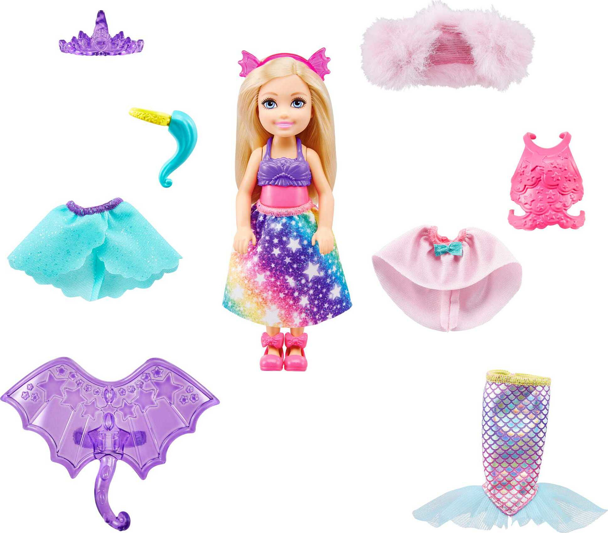 Barbie Dreamtopia Chelsea Doll Dress-Up Set with 12 Fashion Pieces, 3 ...