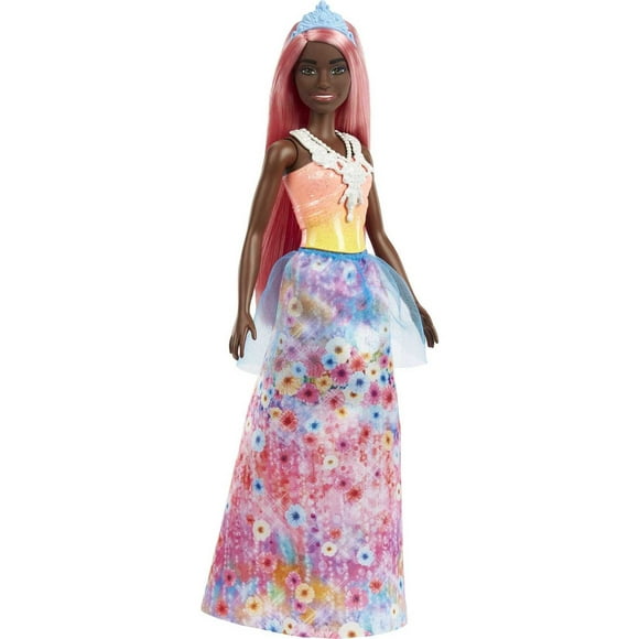 Barbie Dreamtopia Doll & Accessories, Curvy Body, Light Pink Hair, Floral Skirt, Necklace