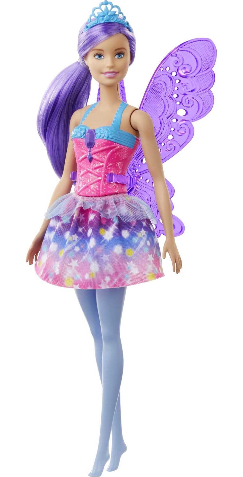 Barbie Dreamtopia Fairy Doll with Purple Hair, Removable Wings & Tiara  Accessory