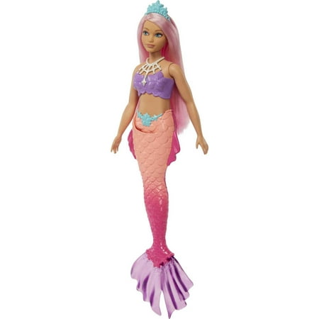 product image of Barbie Dreamtopia Mermaid Doll with Curvy Body, Pink Hair & Tail & Tiara Accessory