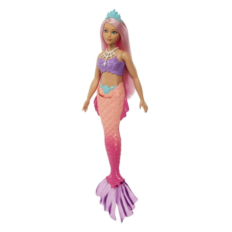 Barbie Dreamtopia Mermaid Doll with Curvy Body, Pink Hair & Tail & Tiara  Accessory