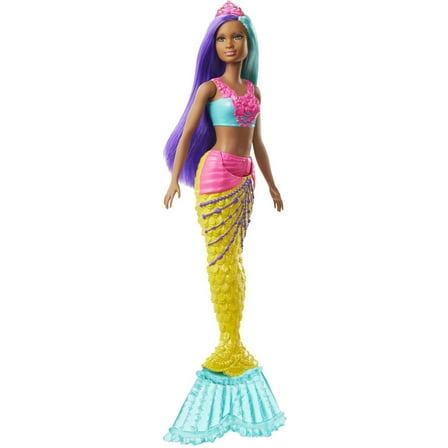 Barbie Dreamtopia Mermaid Doll with Teal & Purple Hair, Yellow Tail & Tiara Accessory