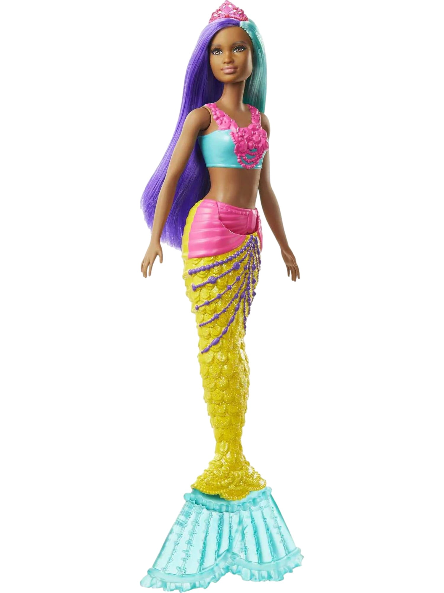 Barbie Dreamtopia Mermaid Doll with Teal & Purple Hair, Yellow Tail & Tiara Accessory