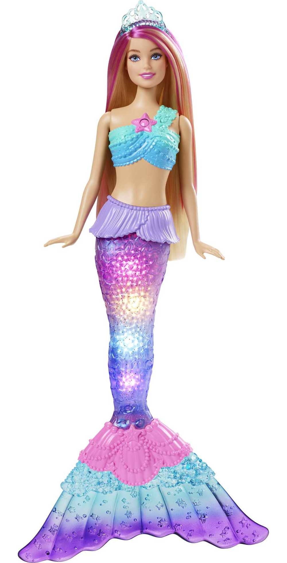 Barbie Dreamtopia Mermaid Doll with Twinkle Light-Up Tail and Pink-Streaked Hair
