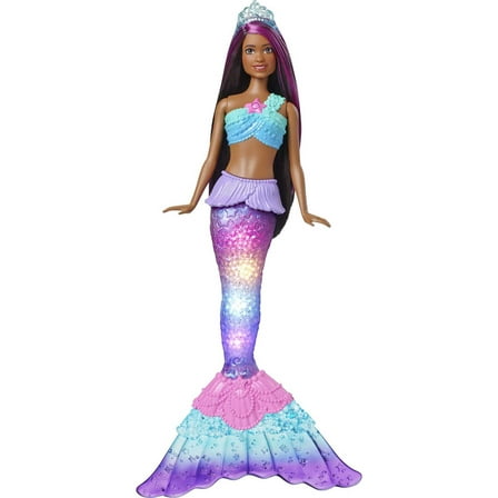 Barbie Dreamtopia Mermaid Doll with Twinkle Light-Up Tail and Purple-Streaked Hair