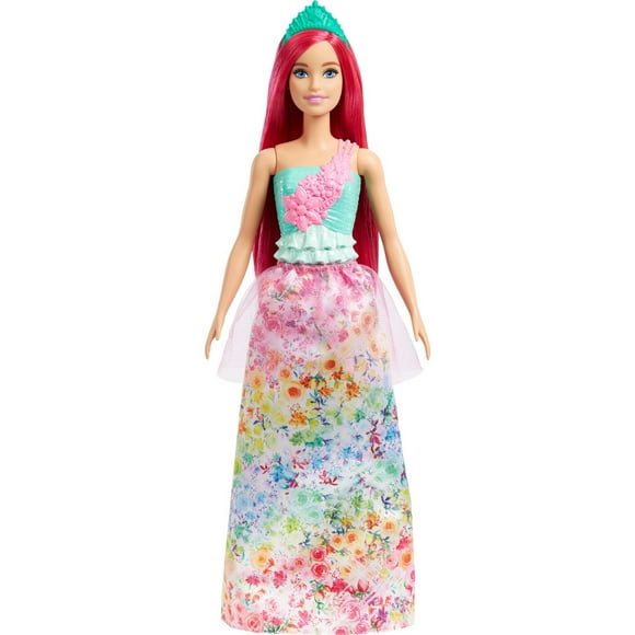 Barbie Dreamtopia Royal Doll with Dark-Pink Hair Wearing Removable Skirt, Shoes & Headband