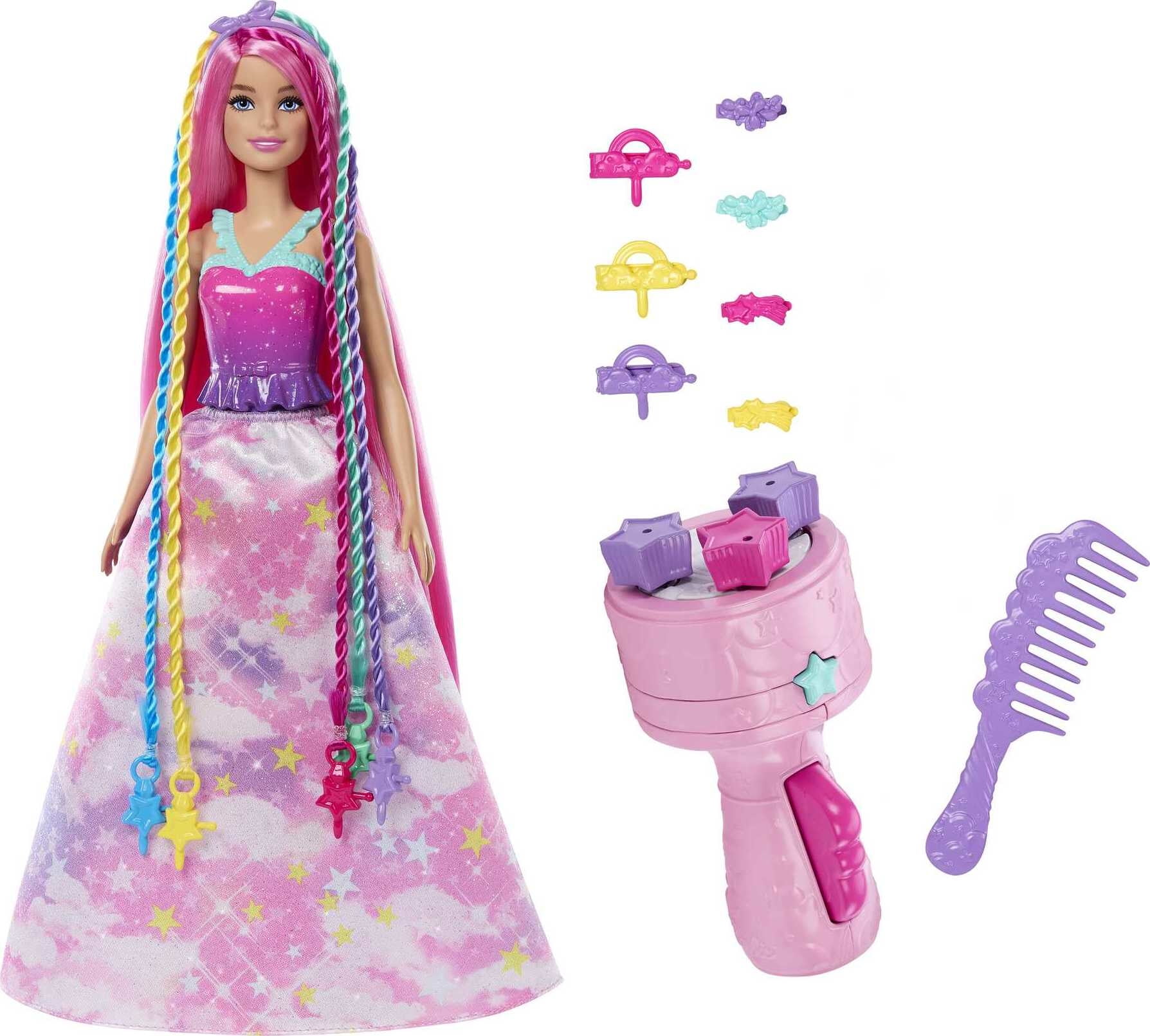 Barbie Dreamtopia Twist 'n Style Doll with Pink Hair, Styling Tool and  Accessories