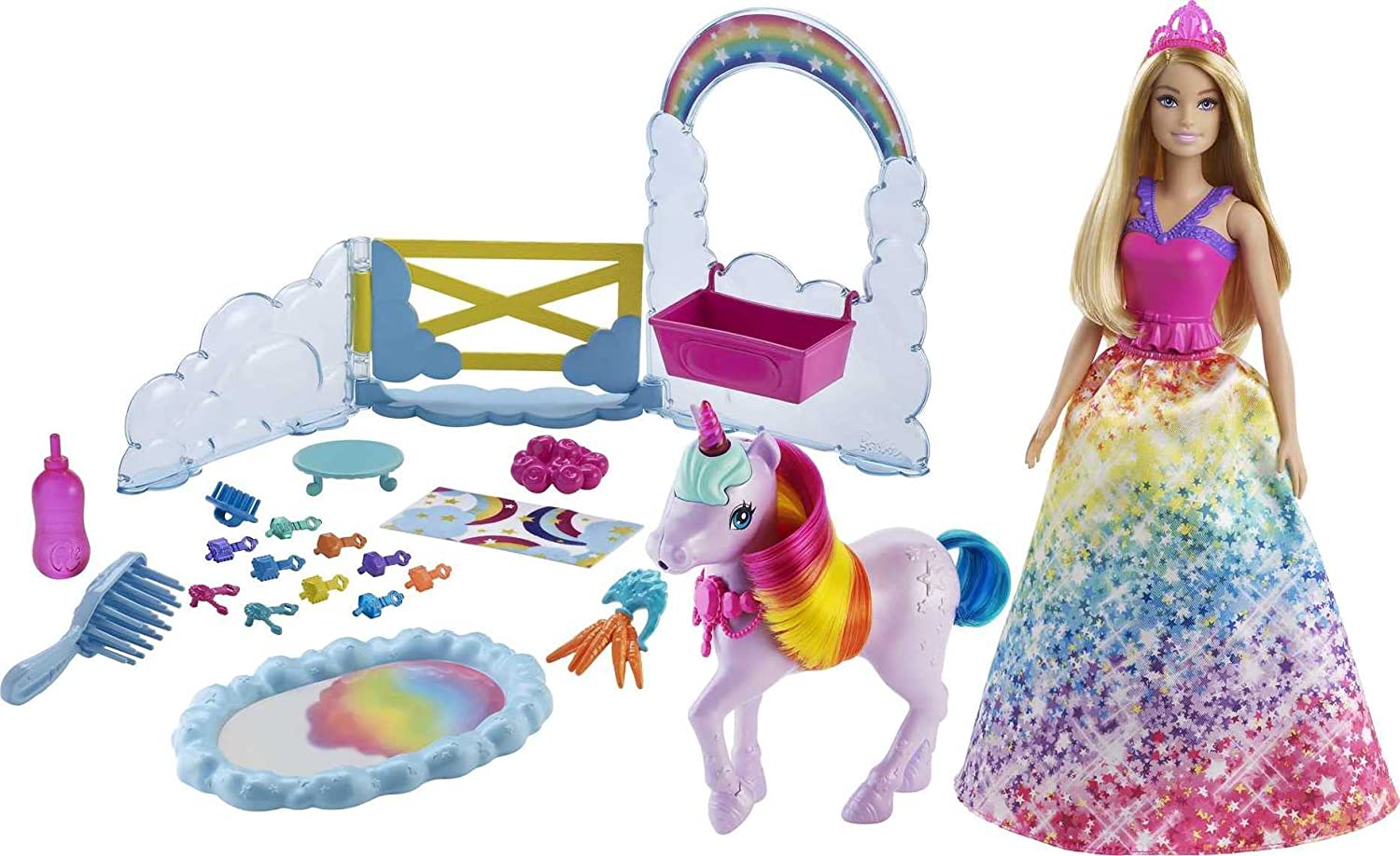 Barbie Dreamtopia Unicorn Pet Playset Princess Doll, Unicorn with Color
