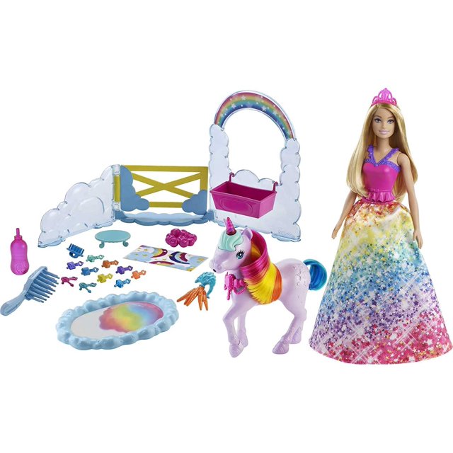Barbie Dreamtopia Unicorn Pet Playset Princess Doll, Unicorn with Color