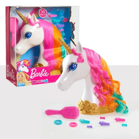 Barbie Dreamtopia Unicorn Styling Head, 10-pieces, Kids Toys for Ages 3 Up, Gifts and Presents