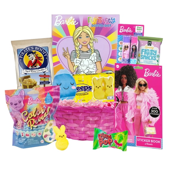 Barbie Easter Basket for Girls – Pre-Filled with Toys, Candy & Snacks