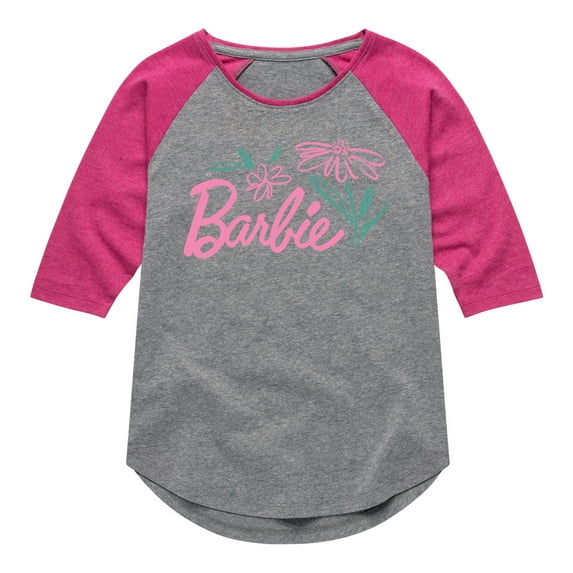 Barbie - Easter - Brushed Flowers - Toddler And Youth Girls Raglan Graphic T-Shirt