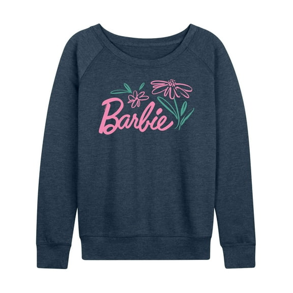 Barbie - Easter - Hand Painted Flowers - Women's Lightweight French Terry Long Sleeve Shirt