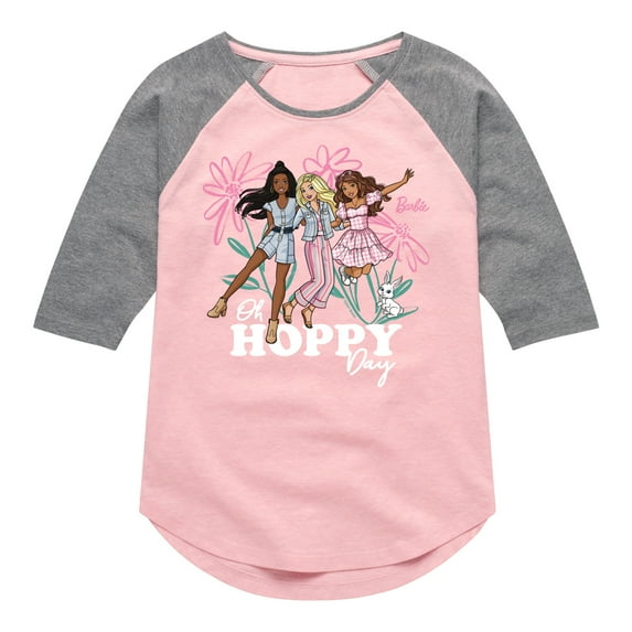 Barbie - Easter - Oh Hoppy Day - Toddler And Youth Girls Raglan Graphic T-Shirt